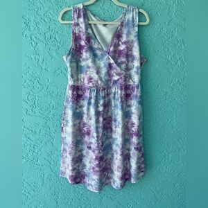 Eddie Bauer Purple, Blue and White Dress Large